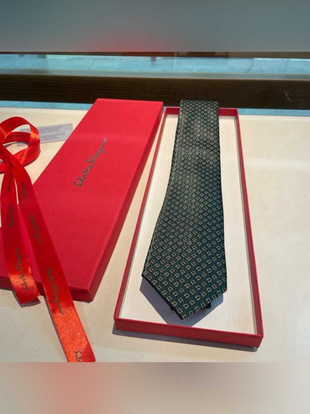 Salvatore Ferragamo Teal Patterned Silk Tie